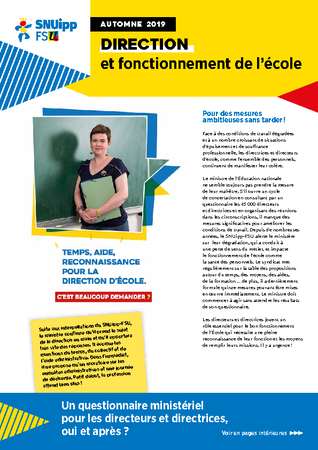 Direction et fonctionnement de l'école Direction et fonctionnement de l'école